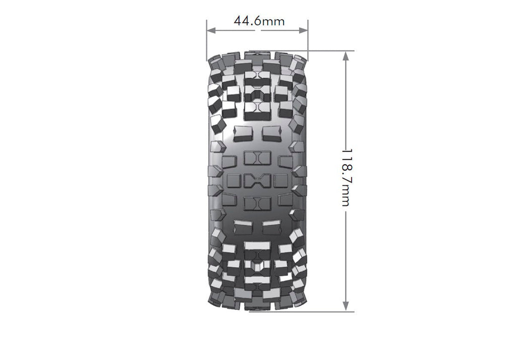Louise R/C B-Ulldoze 1/8 Off-Road Buggy Tires 17mm Hex Soft Mounted Black Spoke Rim Pair