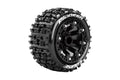Louise R/C ST-Pioneer 1/16 2.2" Stadium Truck Tires 12mm Hex Soft Mounted Black Rim Pair