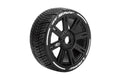 Louise R/C MFT GT-Shiv 1/8 GT Tires 17mm Hex Soft Mounted Black Spoke Rim Pair