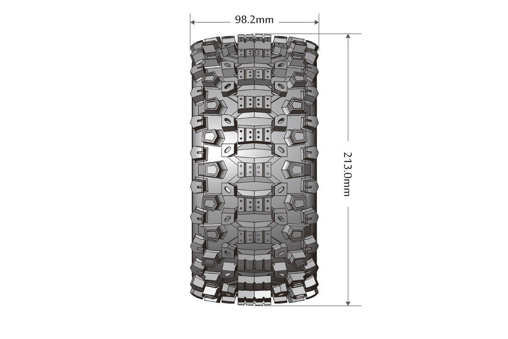 Louise R/C MFT X-Uphill Sport Monster Truck Belted Tires Mounted 24mm Hex Pair for Traxxas X-MAXX / XRT