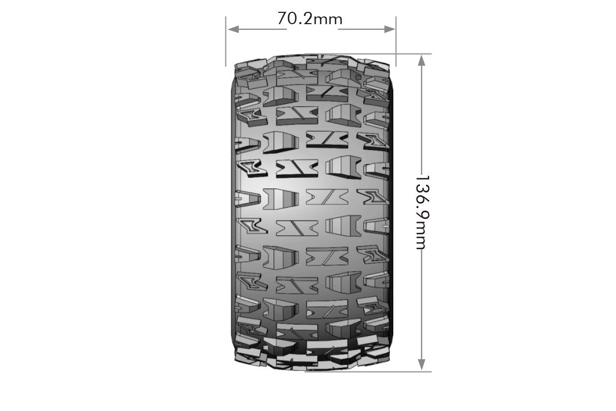 Louise R/C MT-Pioneer Sport MFT Belted Tires Bead-Lock 2.8" 17mm Hex 1/2" Offset Pair for Traxxas MAXX