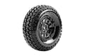 Louise R/C CR-Griffin 1/10 1.9" Crawler Class 1 Tires Mounted 12mm Hex Black Chrome Rim Pair