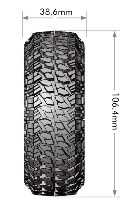 Louise R/C CR-Griffin 1/10 1.9" Crawler Class 1 Tires Mounted 12mm Hex Black Chrome Rim Pair