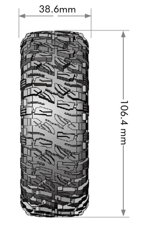 Louise R/C CR-Mallet 1/10 1.9" Crawler Class 1 Tires Mounted 12mm Hex Super Soft Black Rim Pair