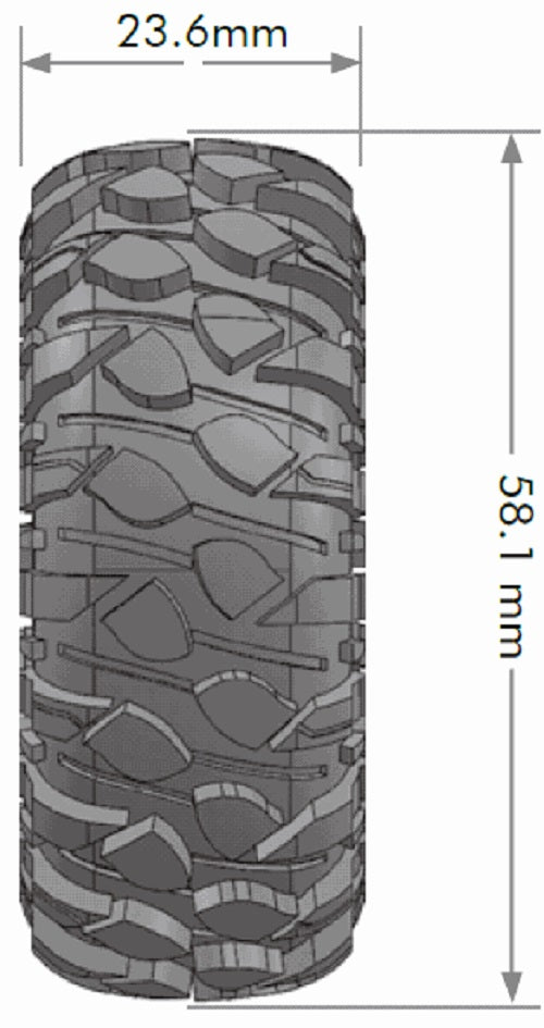 Louise R/C CR-Rowdy 1.0" Crawler Tires Mounted 7mm Hex Super Soft Pair for 1/18 and 1/24 Scale Crawlers