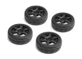 Louise R/C 1/10 Road Tires on 6-Spoke Black Wheels, ET-0mm (4pcs)