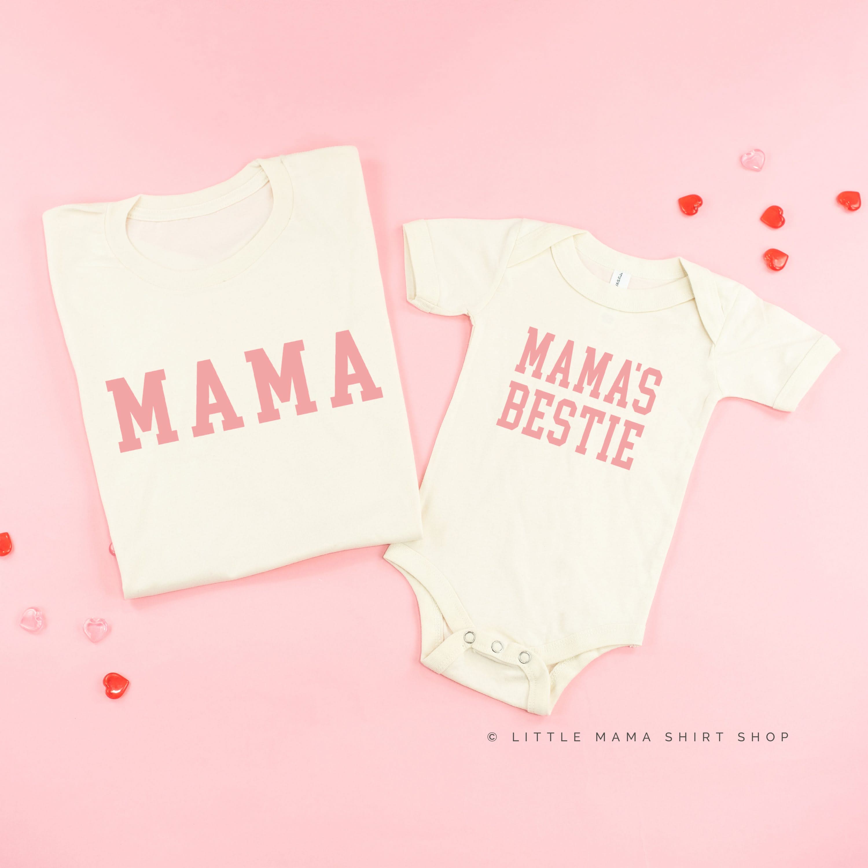 Mama - Varsity / Mama's Bestie - Set of 2 Matching Tees