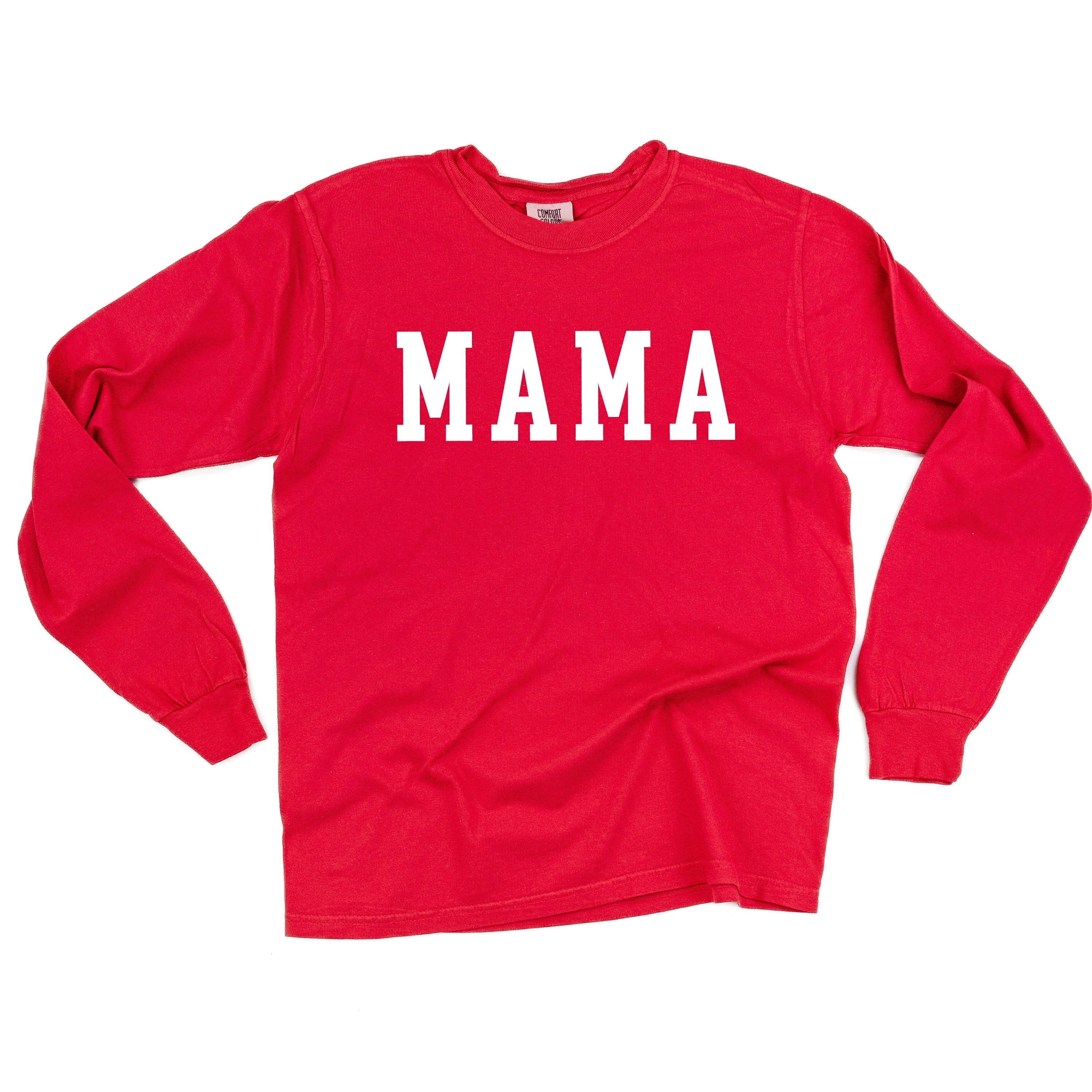 Mama - Varsity - Long Sleeve Comfort Colors Tee