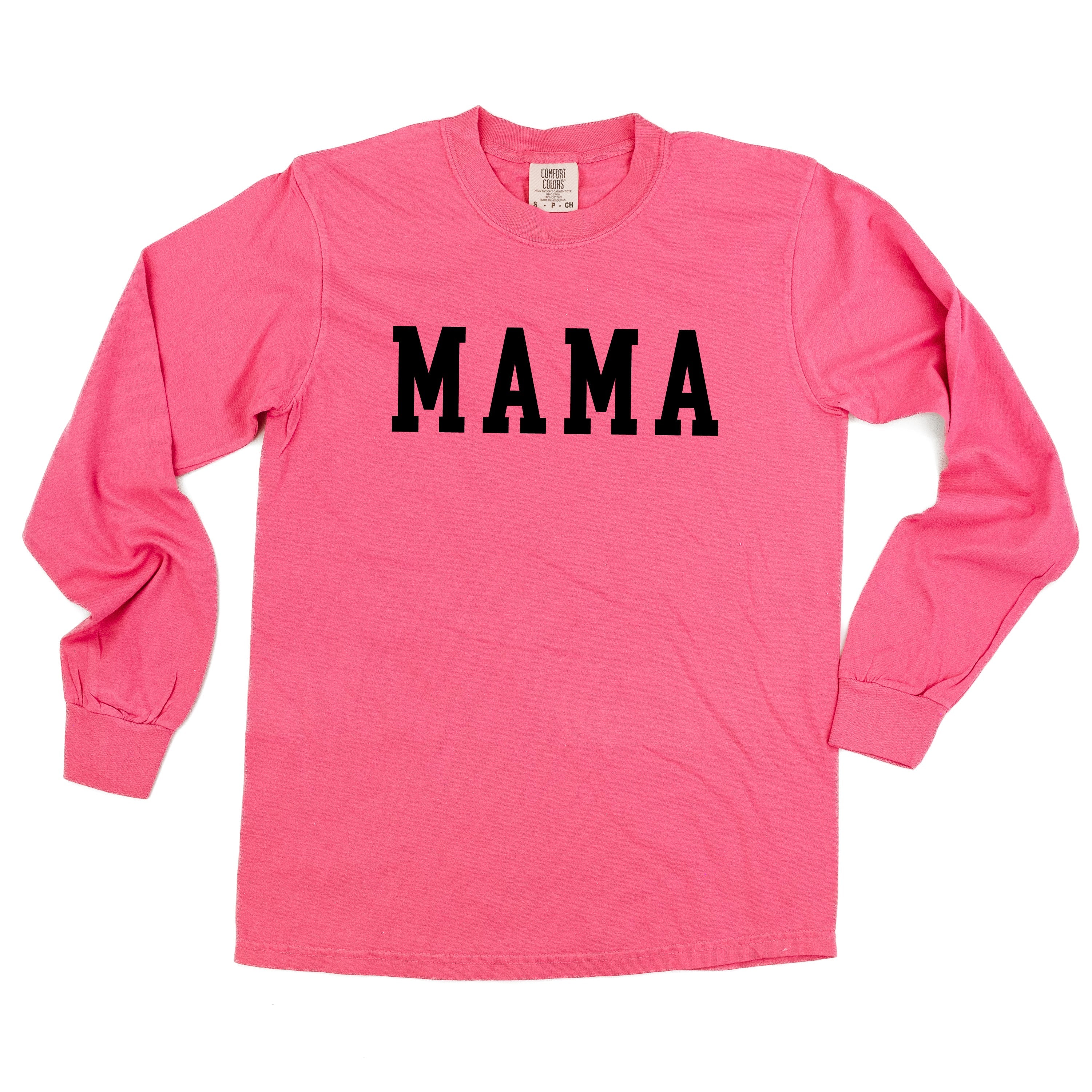 Mama - Varsity - Long Sleeve Comfort Colors Tee