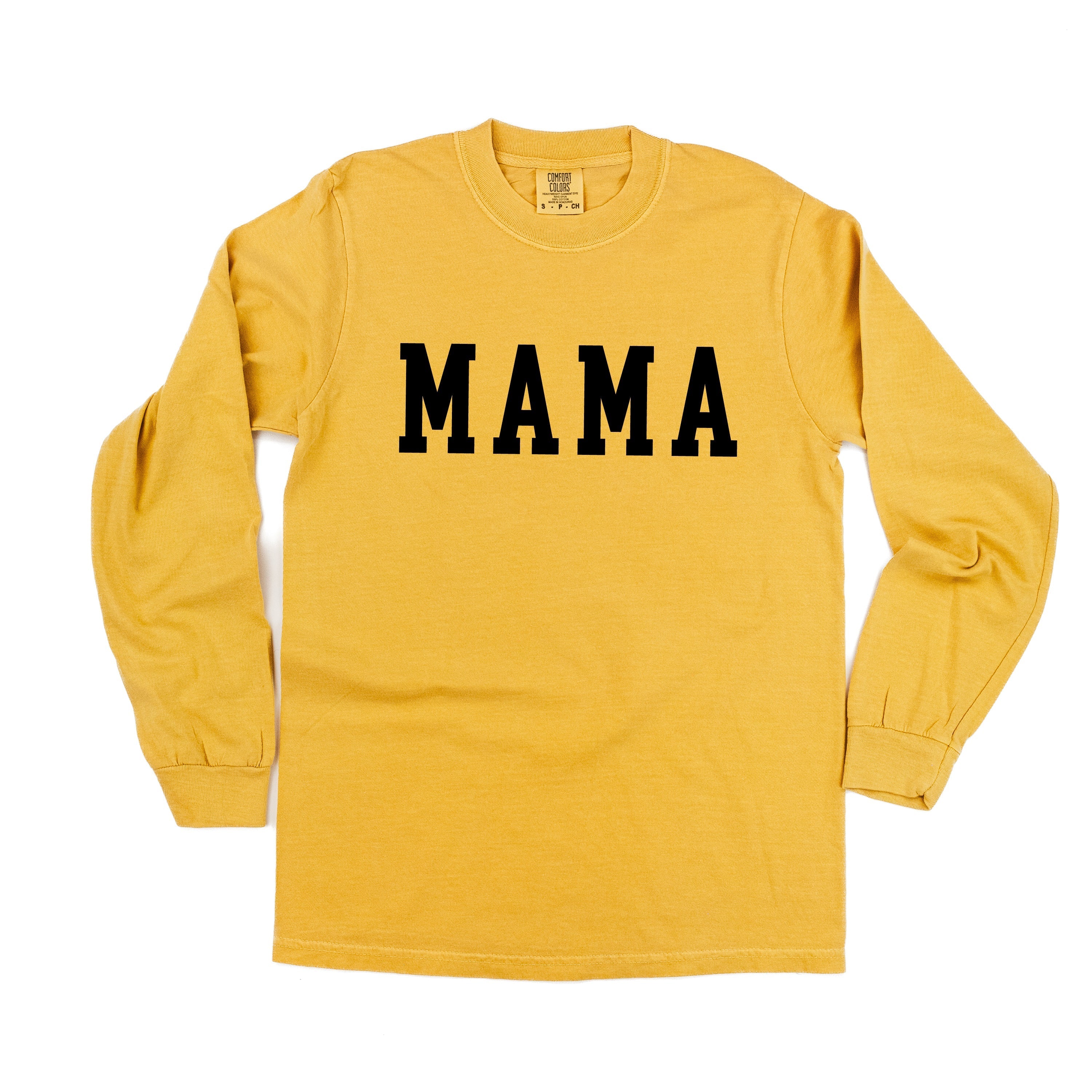 Mama - Varsity - Long Sleeve Comfort Colors Tee