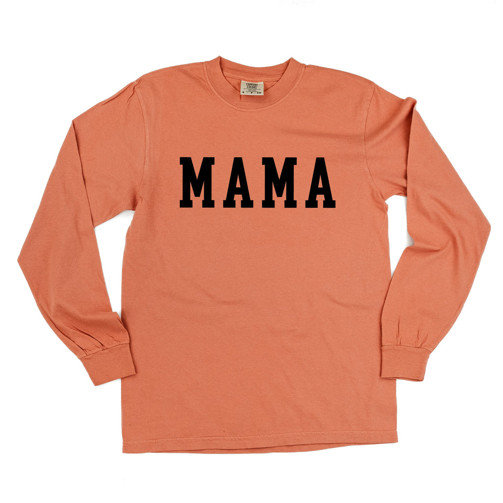 Mama - Varsity - Long Sleeve Comfort Colors Tee
