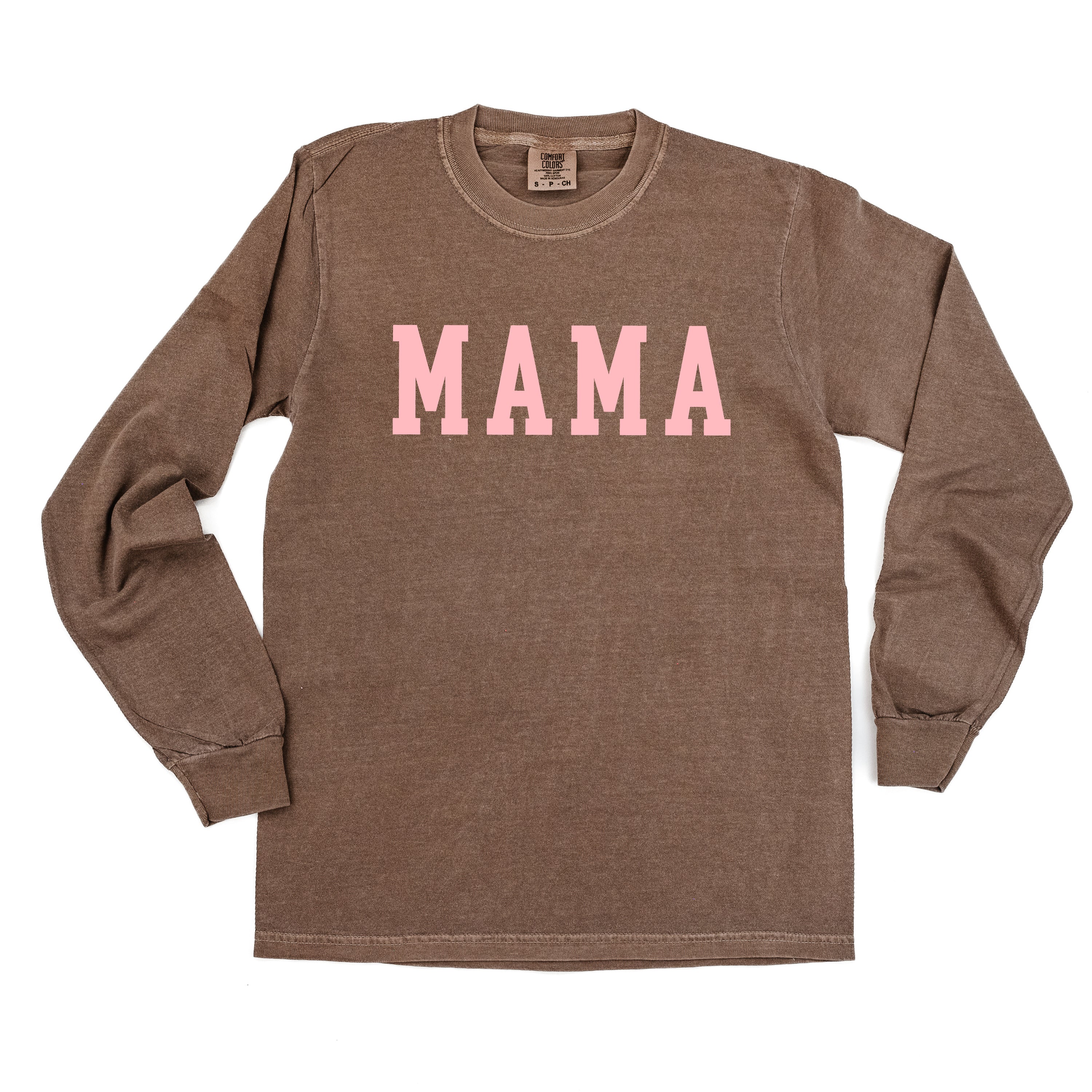 Mama - Varsity - Long Sleeve Comfort Colors Tee