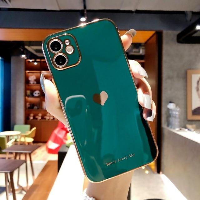 Protective Electroplated Love Heart iPhone Case