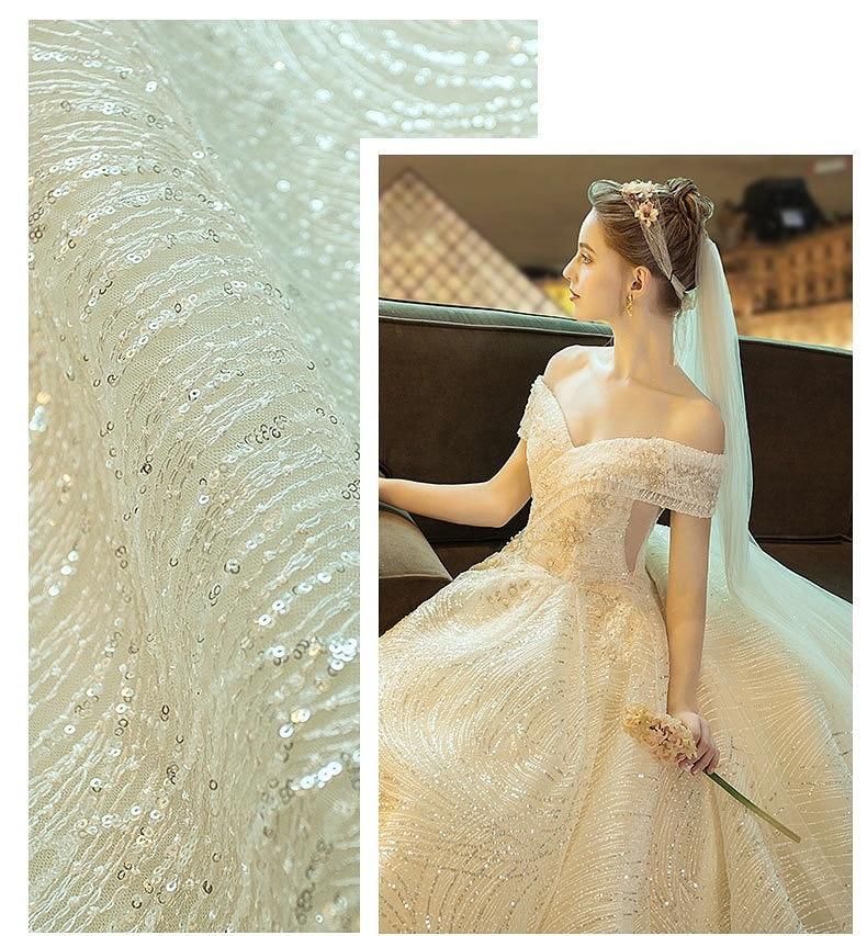Gorgeous Shiny Wedding Dress Off the Shoulder Gown