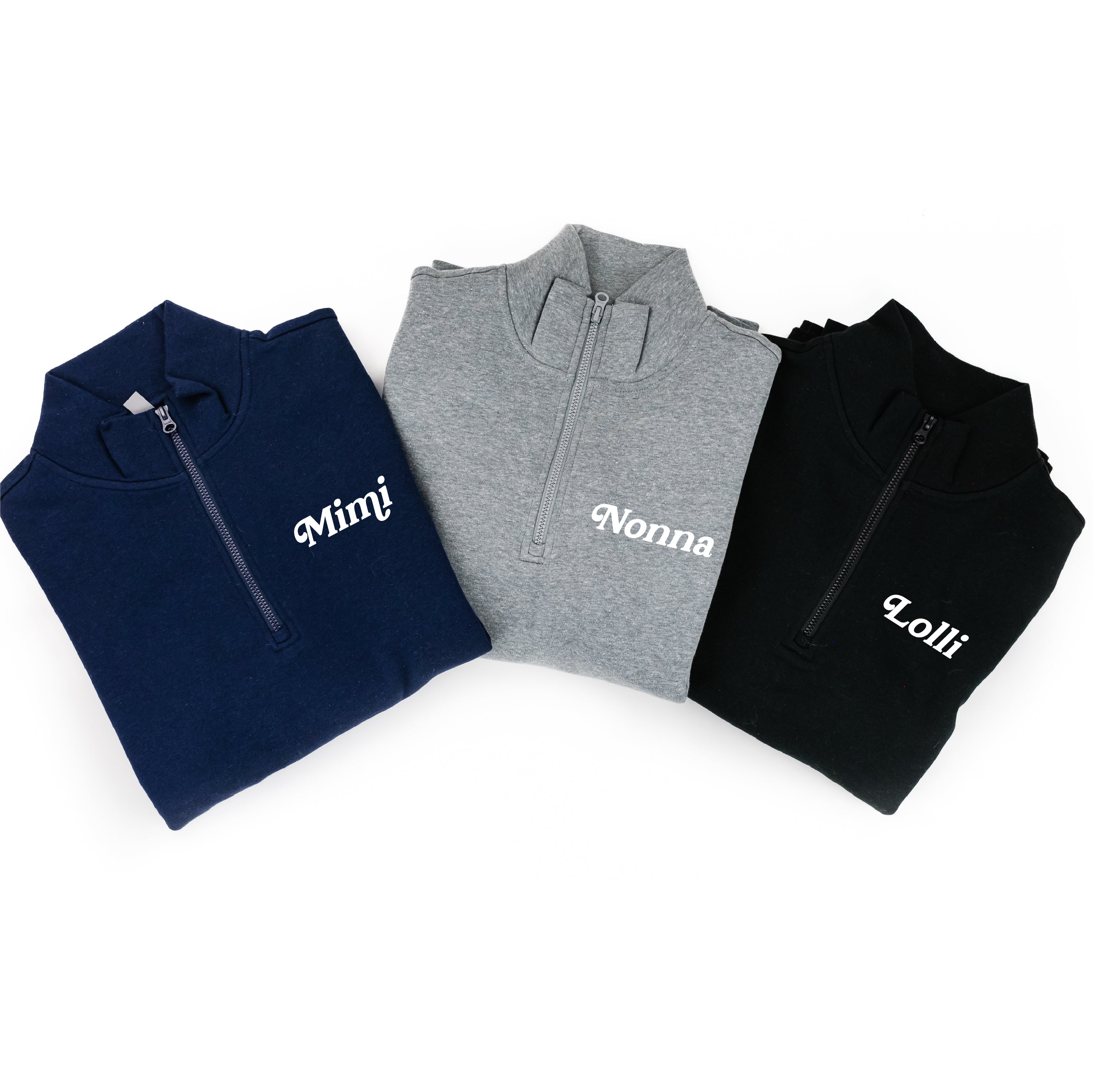 Mother's Day Quarter Zip Sweatshirt - Multiple Names + Colors Available (white thread)