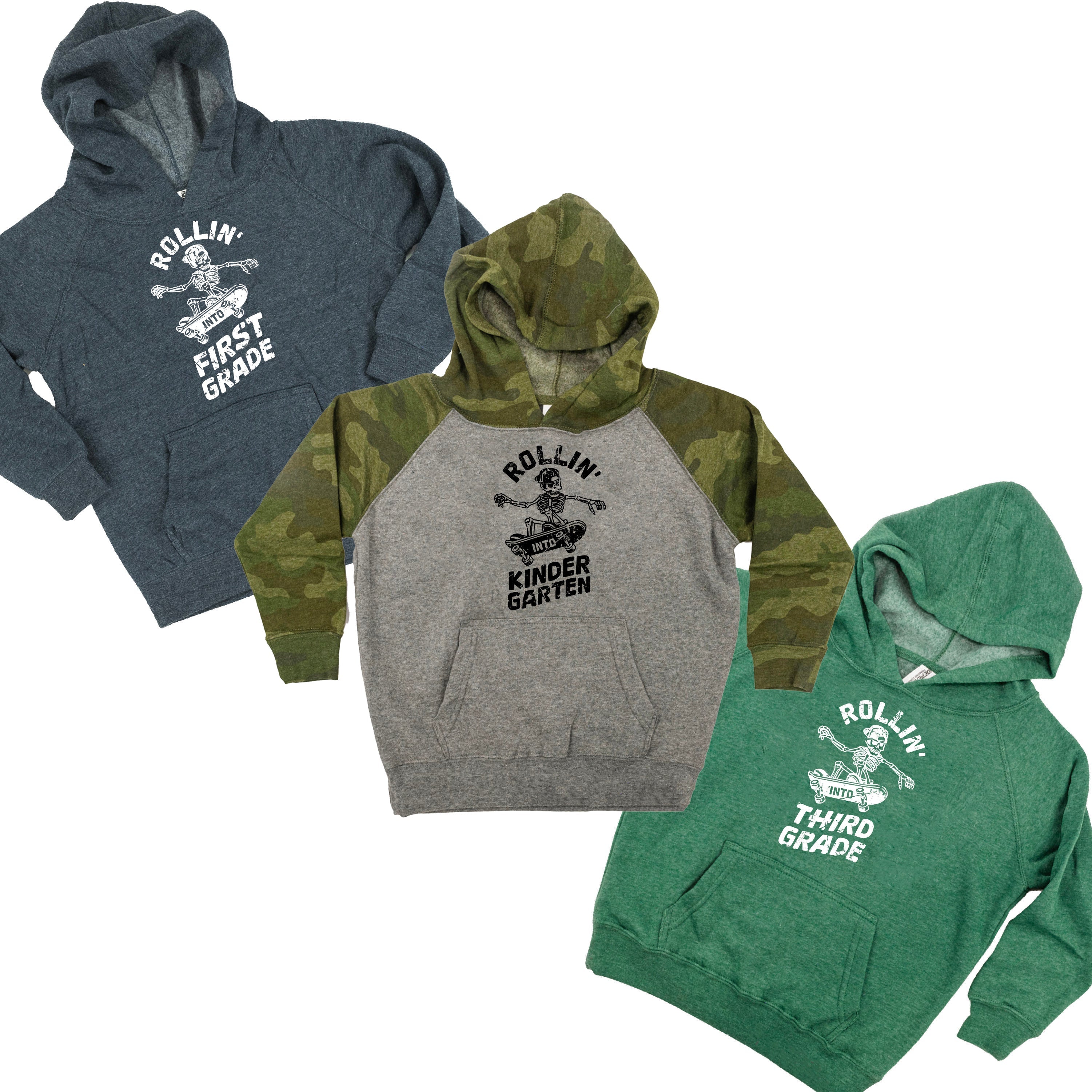 Skateboarding Skelly - Rollin' Into (Choose Your Grade) - Child HOODIE