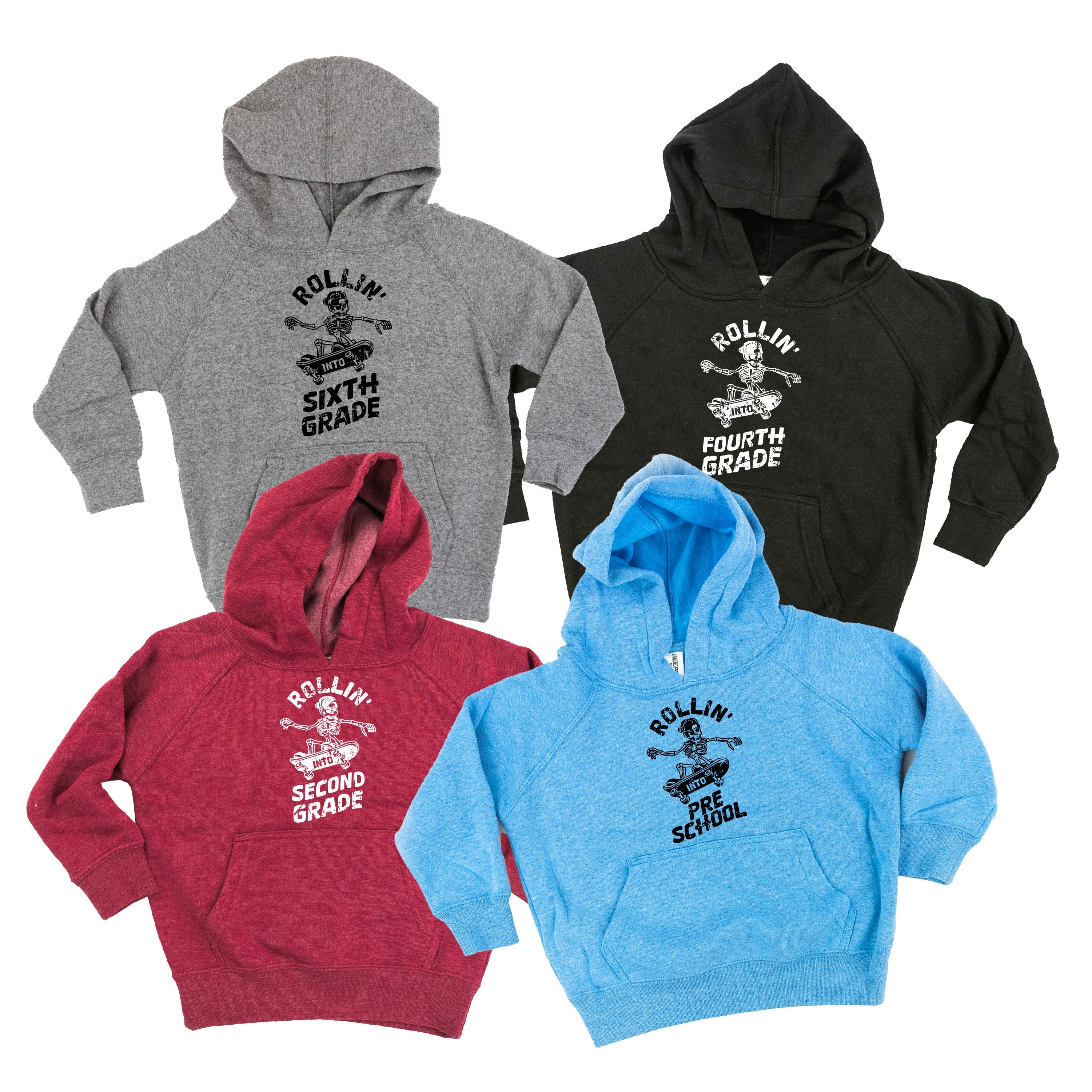 Skateboarding Skelly - Rollin' Into (Choose Your Grade) - Child HOODIE