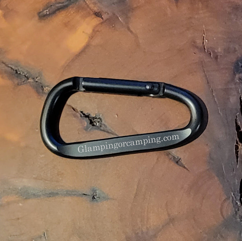 Engraved Black Carabiner Keychain Ring - Hiking and Camping Carabiner