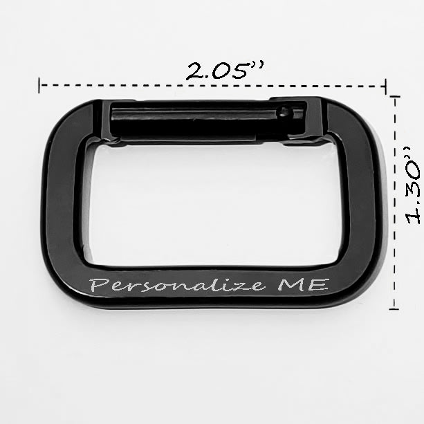 Engraved Black Carabiner Keychain Ring Square Shaped