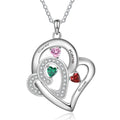 Custom 3 Birthstone Heart Name Pendant Necklace - 3 Stone Mother's Necklace