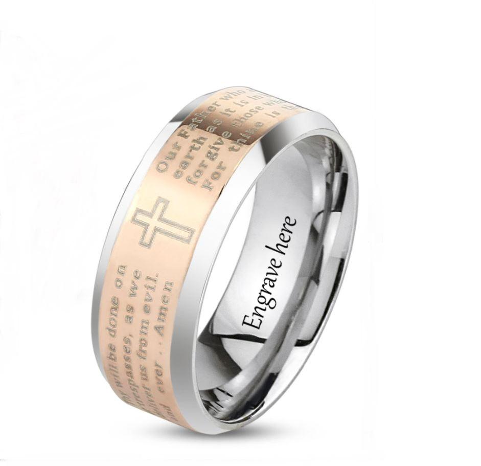 Personalized Rose Gold IP Prayer Ring 6mm