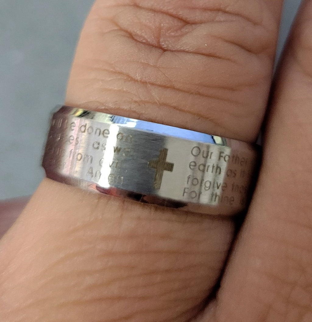 Personalized The Lord's Prayer Purity Ring Christian Cross Prayer Ring