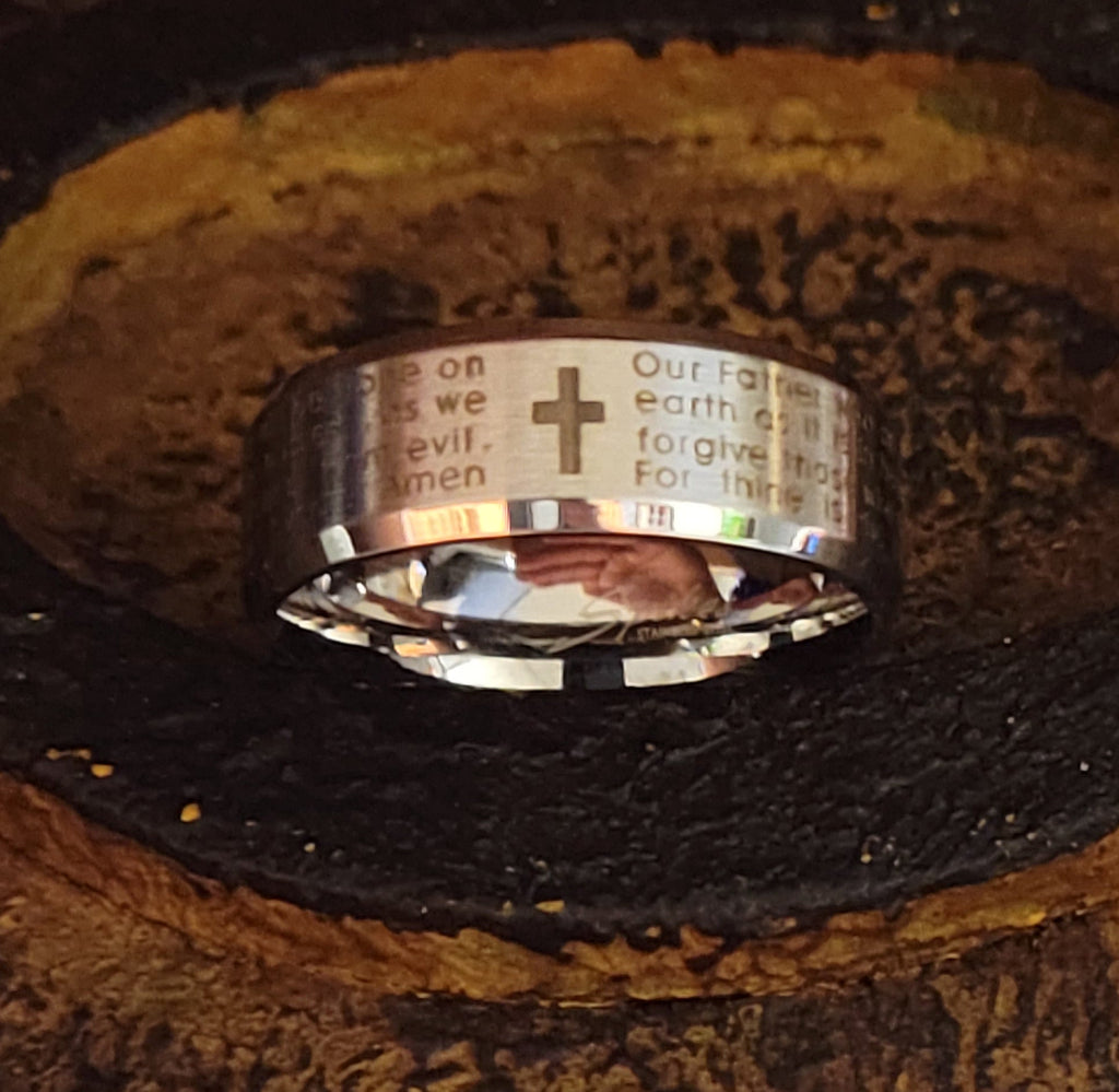 Personalized The Lord's Prayer Purity Ring Christian Cross Prayer Ring