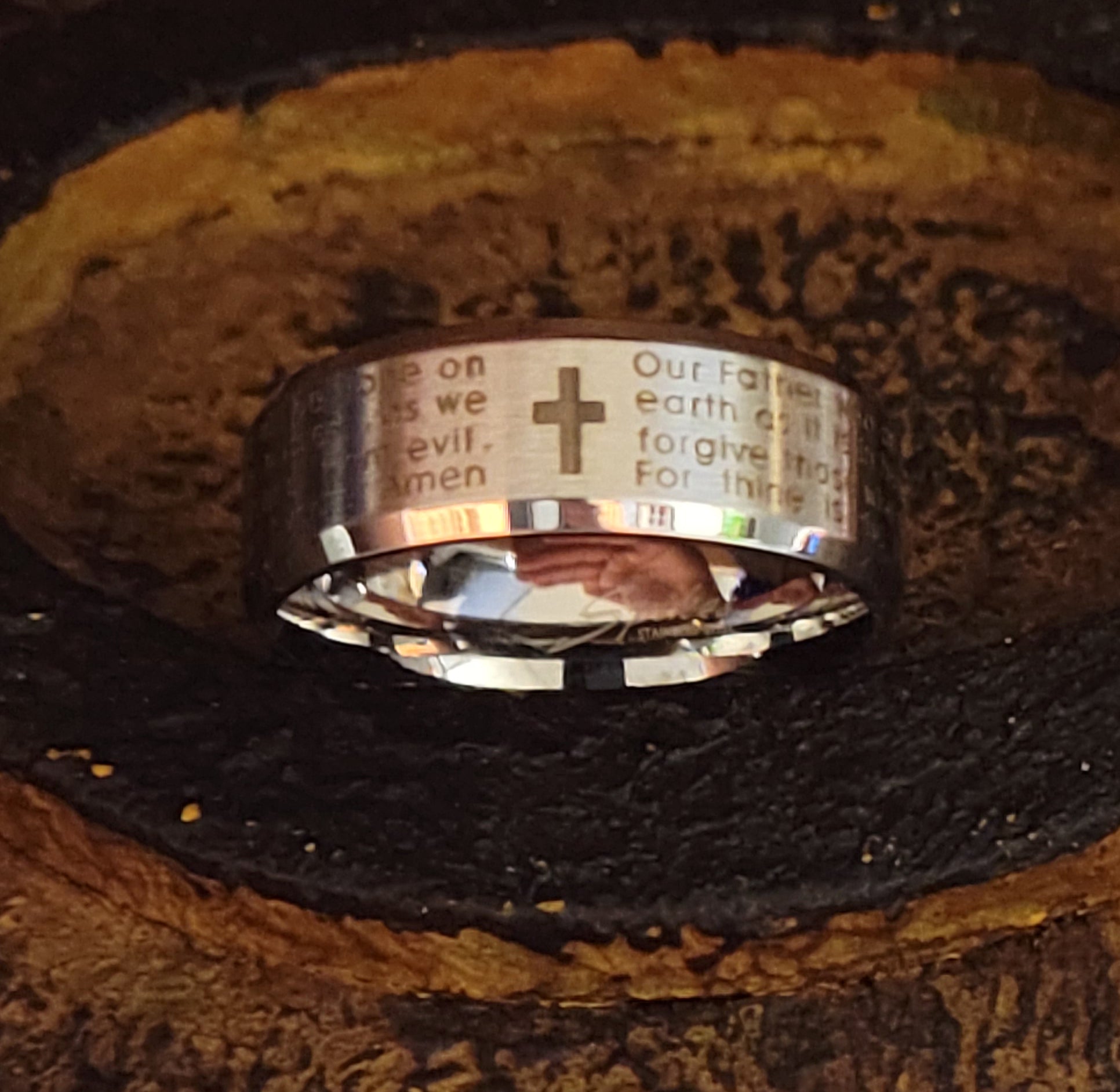 Personalized The Lord's Prayer Purity Ring Christian Cross Prayer Ring