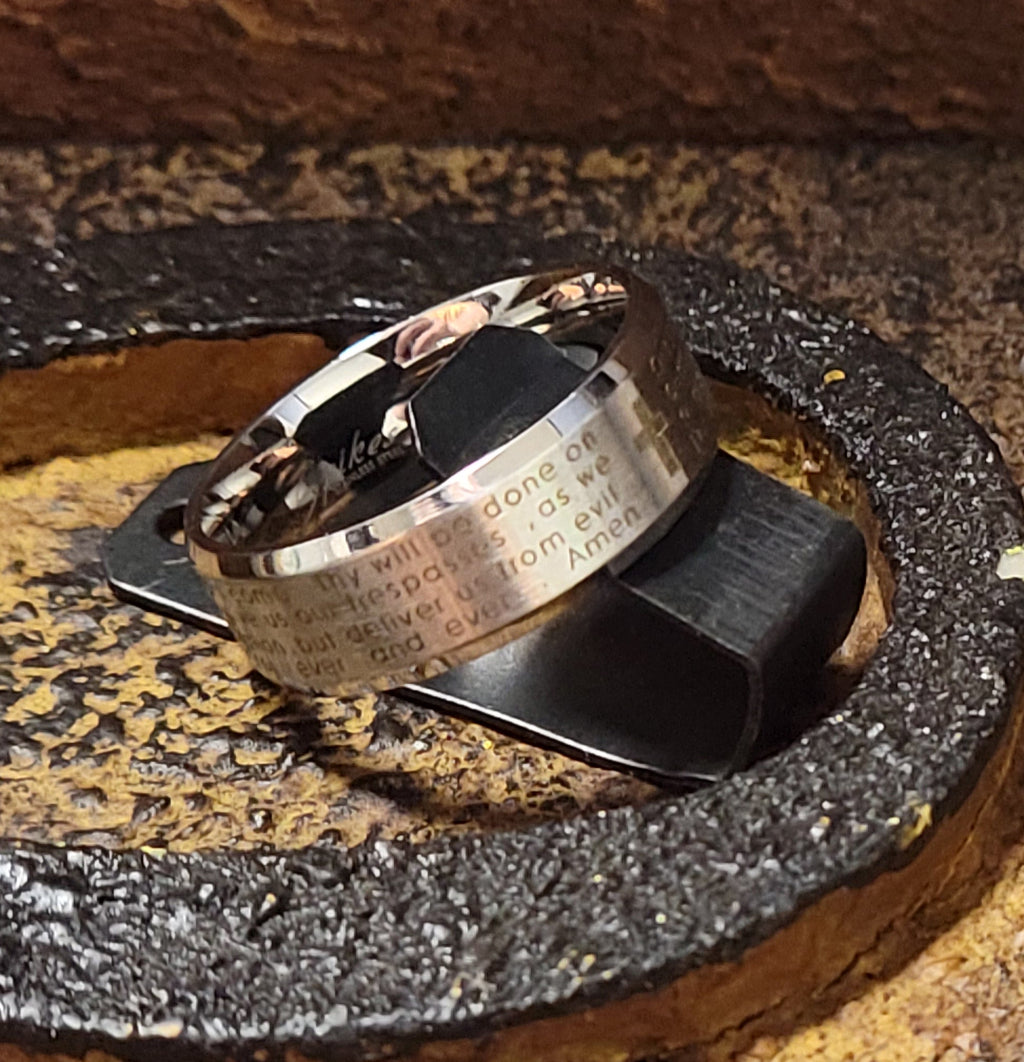 Personalized The Lord's Prayer Purity Ring Christian Cross Prayer Ring