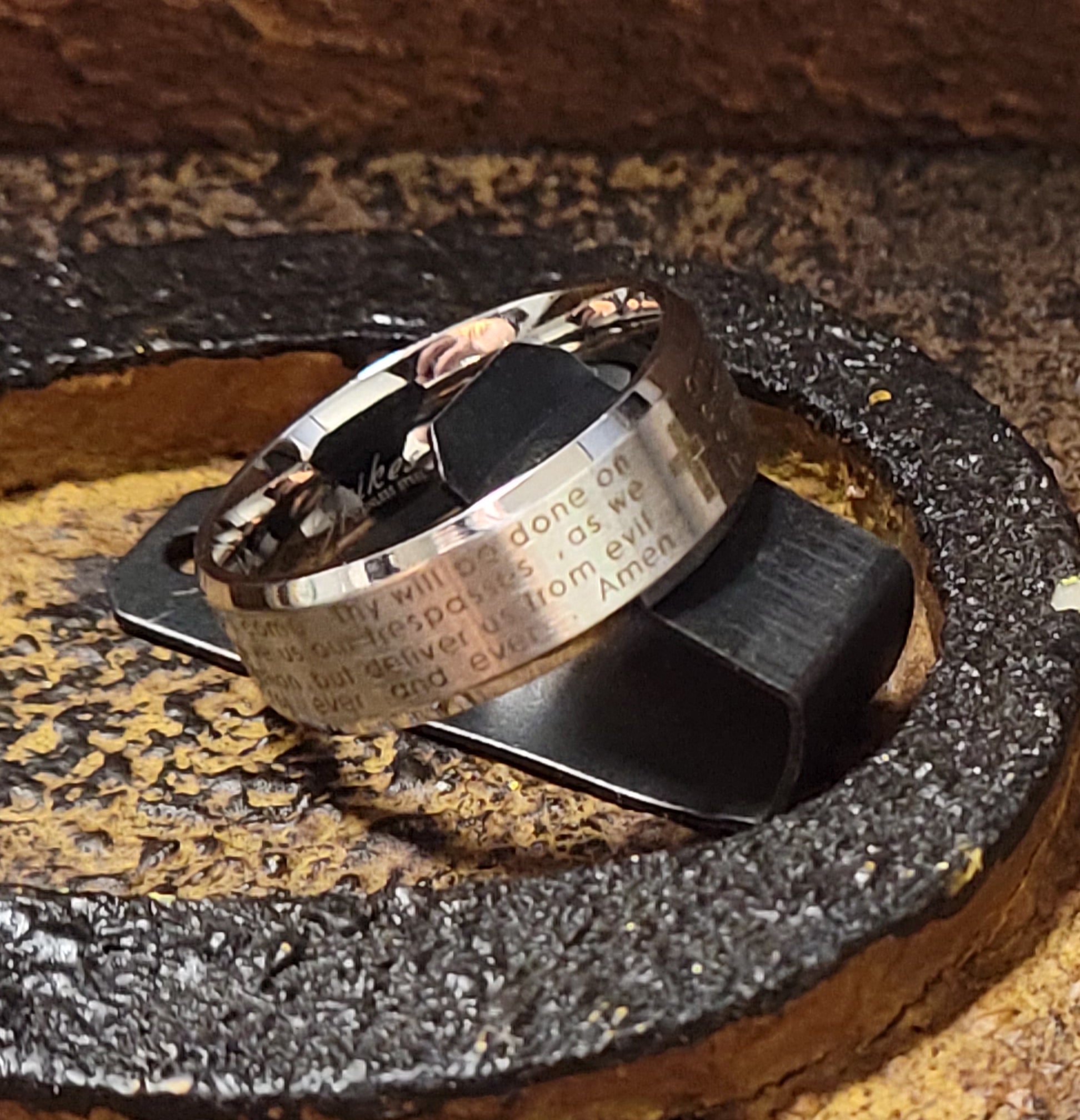 Personalized The Lord's Prayer Purity Ring Christian Cross Prayer Ring