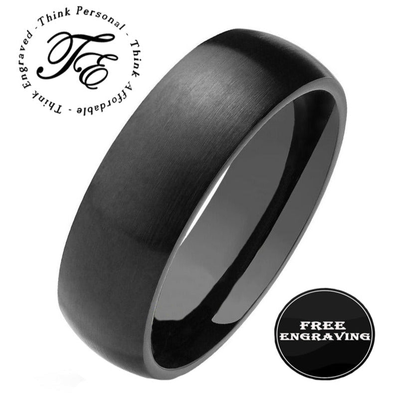 Engraved Men's Matte Black Promise Ring - Engraved Men's Promise Ring