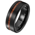 Men's Personalized Black Promise Ring With Koa Wood Inlay