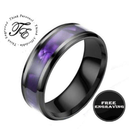 Personalized Engraved Men's Promise Ring Chorite Purple - Handwriting Ring