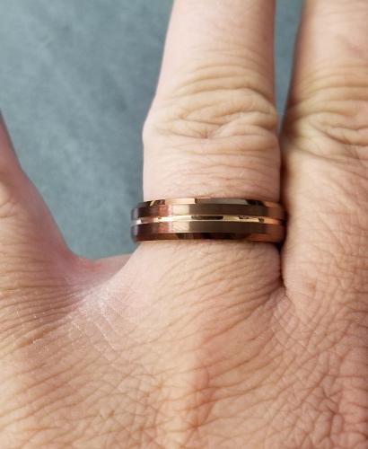 Custom Engraved Men's Brass Copper Tungsten Promise Ring - Personalized Handwriting Ring