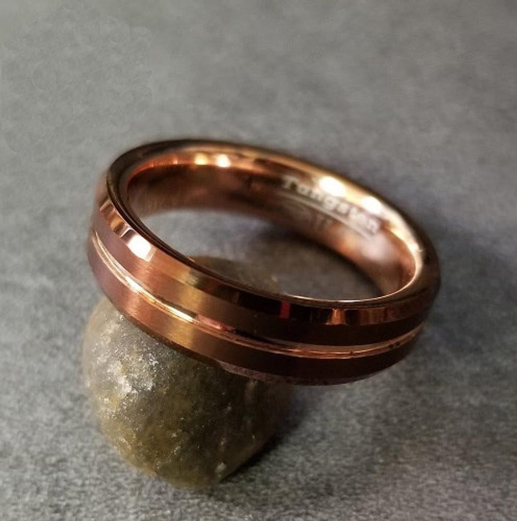 Custom Engraved Men's Brass Copper Tungsten Promise Ring - Personalized Handwriting Ring