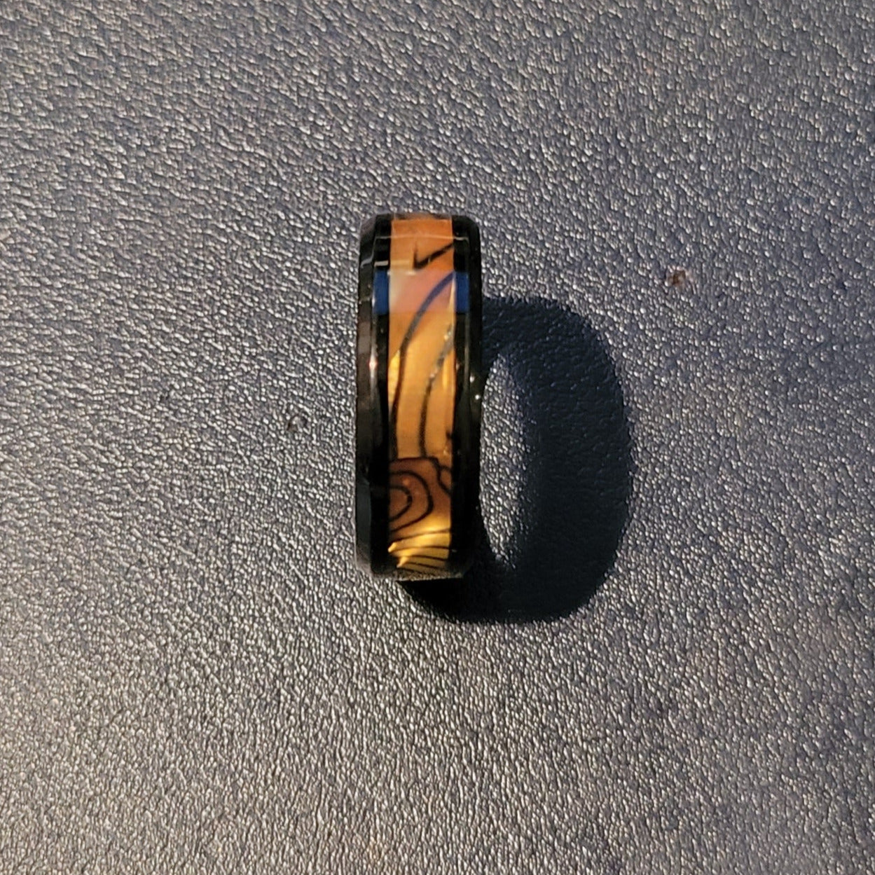Custom Engraved Men's Tiger's Eye Opal Promise Ring - Guy's Handwriting Promise Ring