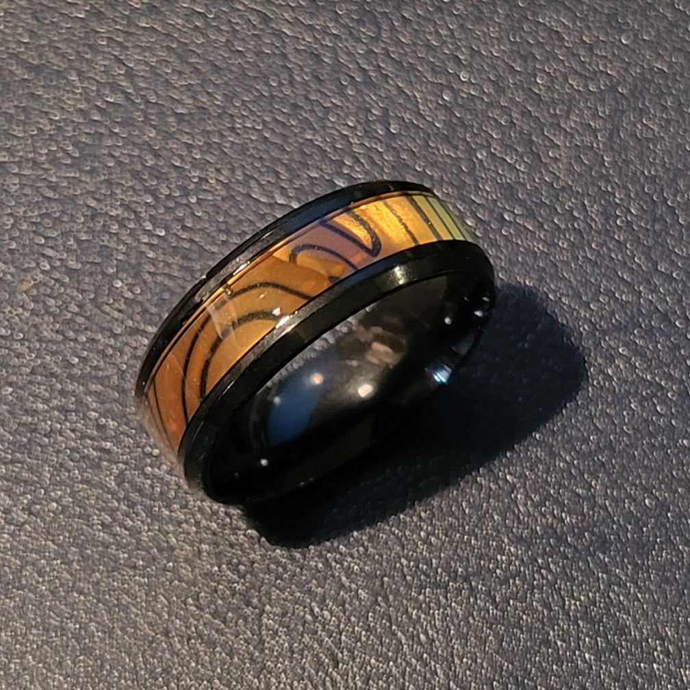Custom Engraved Men's Tiger's Eye Opal Promise Ring - Guy's Handwriting Promise Ring