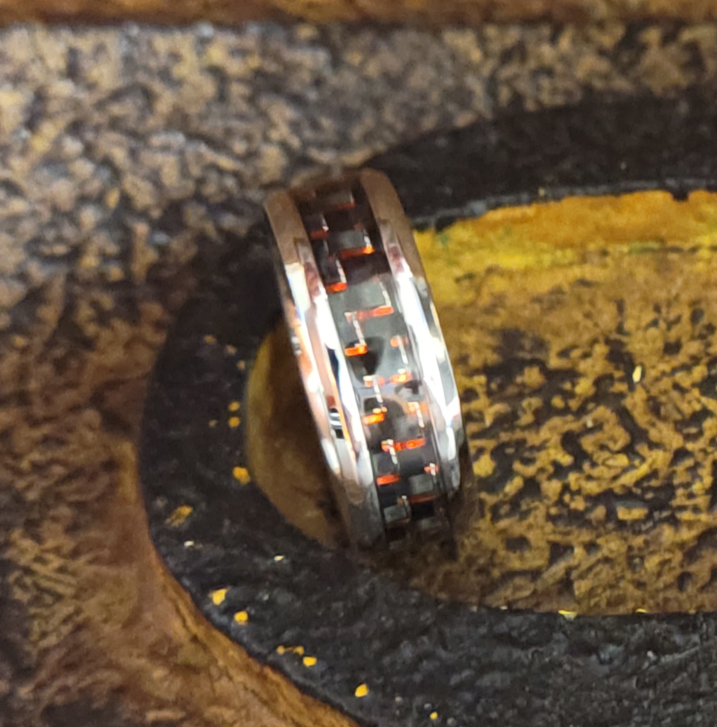 Men's Engraved Red and Black Carbon Fiber Promise Ring - Guy's Personalized Promise Ring
