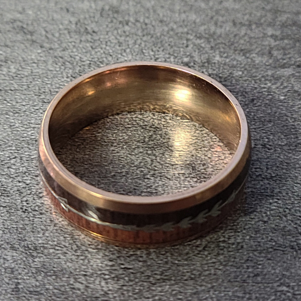 Mens Personalized Rose Gold Promise Ring African Wood and Koa Wood
