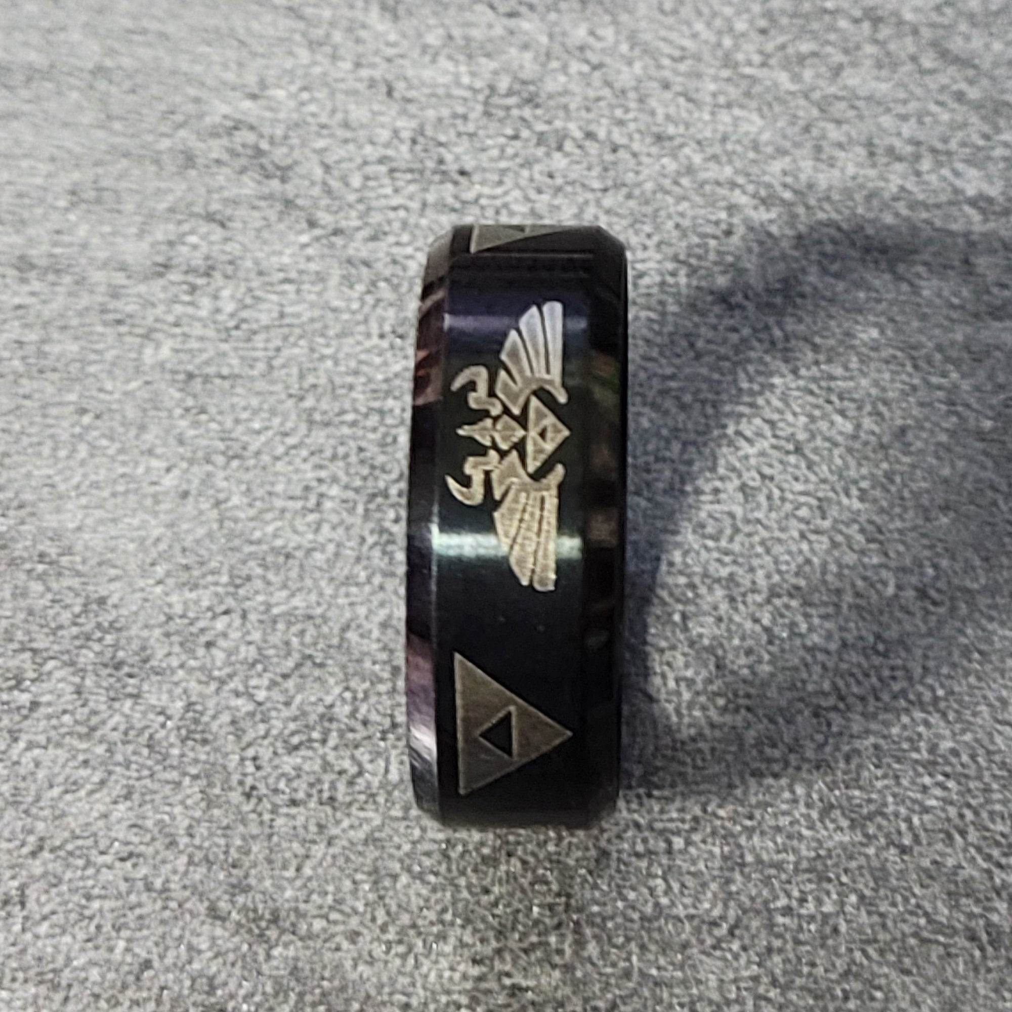 Personalized Engraved Men's Black Zelda Tri Force Promise Ring