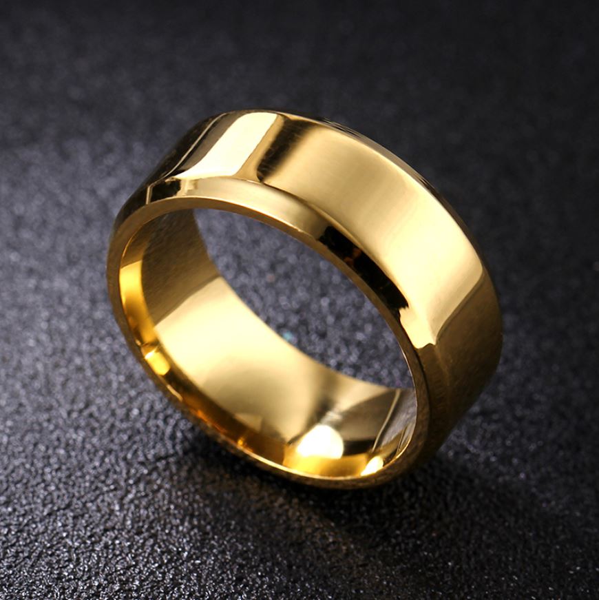 Personalized Engraved Men's Gold Promise Ring - Handwriting Ring