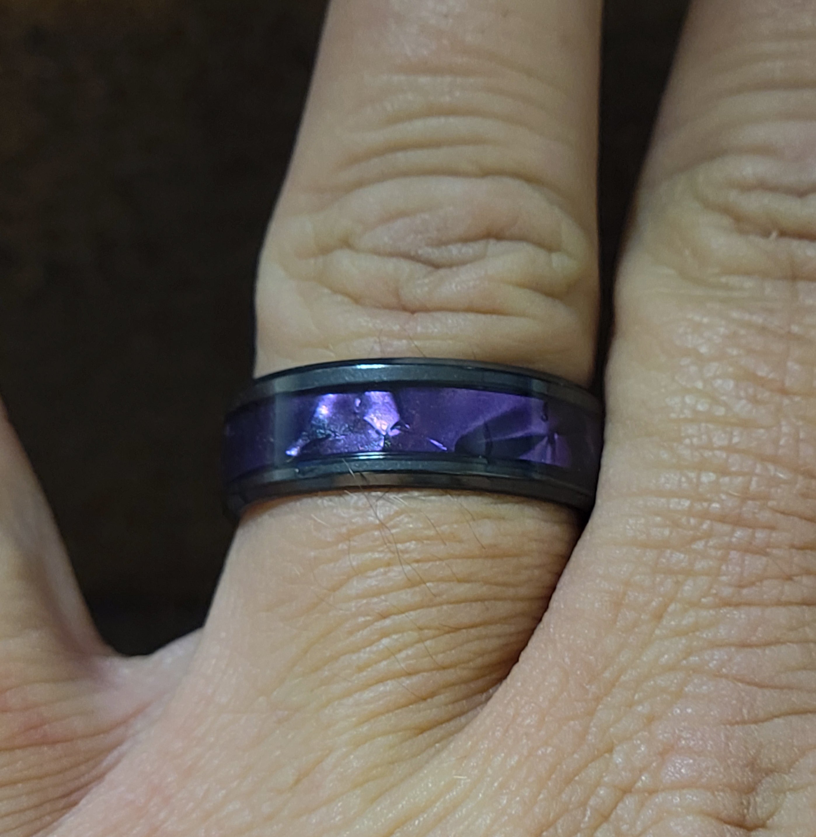 Personalized Engraved Men's Promise Ring Chorite Purple - Handwriting Ring