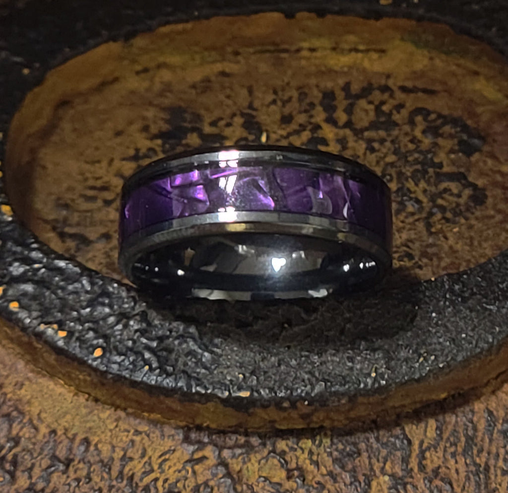 Personalized Engraved Men's Promise Ring Chorite Purple - Handwriting Ring