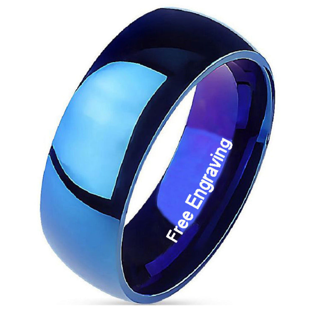 Engraved Men's Blue Promise Ring - Engraved Blue Promise Ring