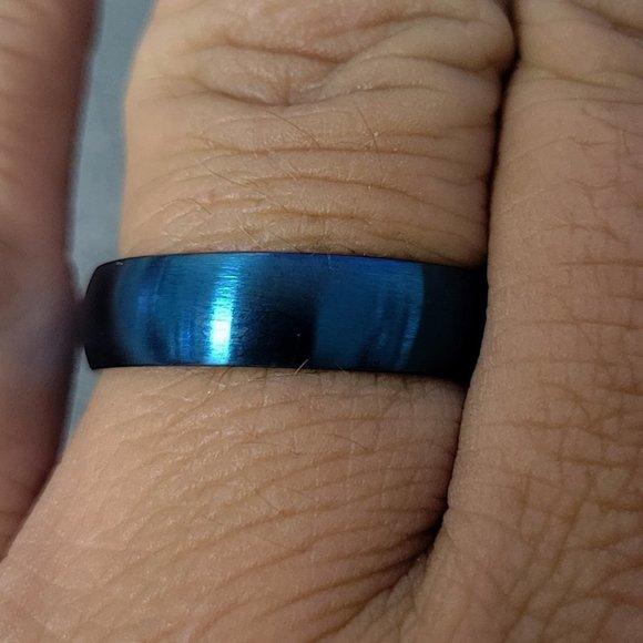 Engraved Men's Matte Blue Promise Ring - Engraved Promise Ring