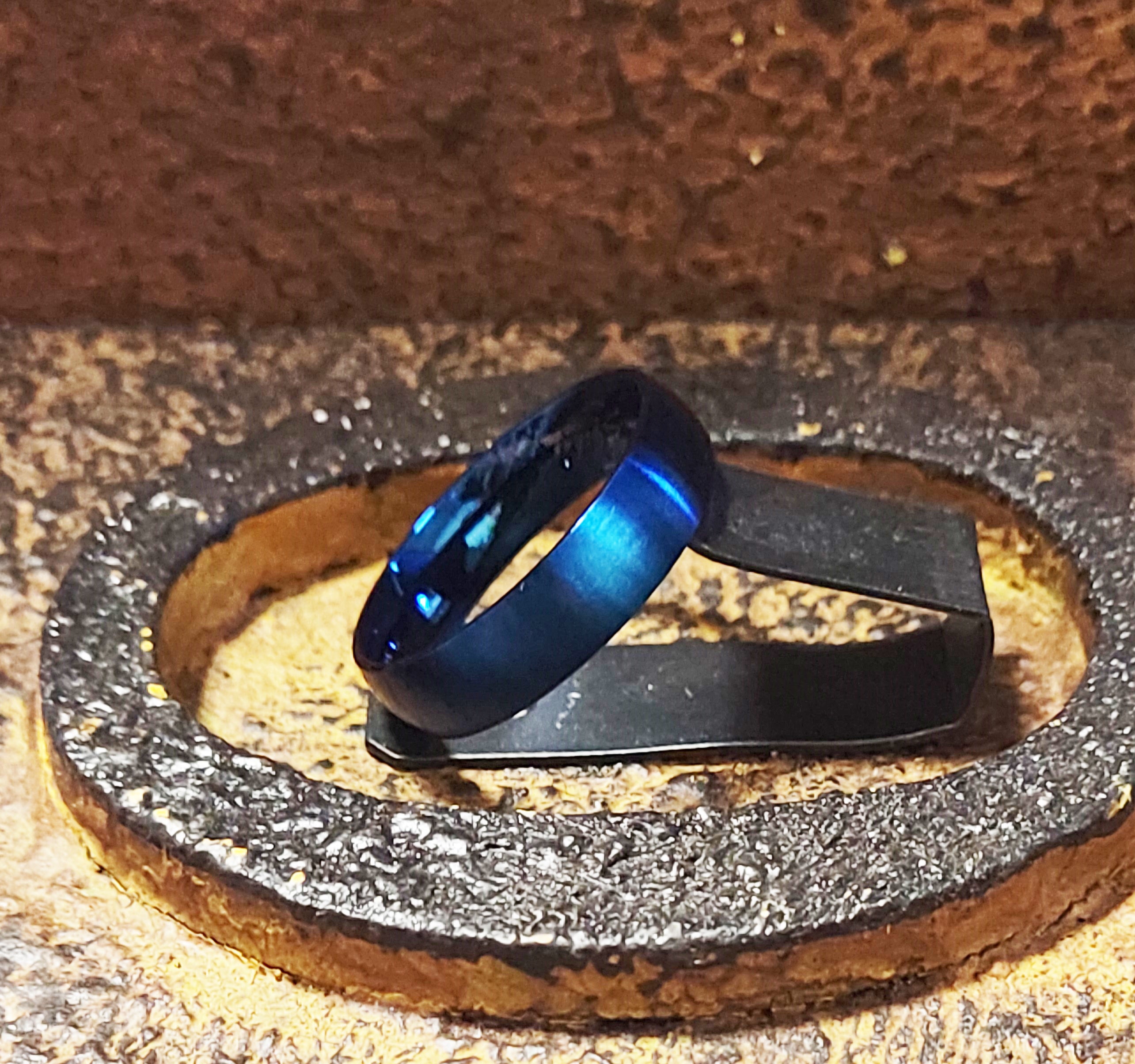 Engraved Men's Matte Blue Promise Ring - Engraved Promise Ring