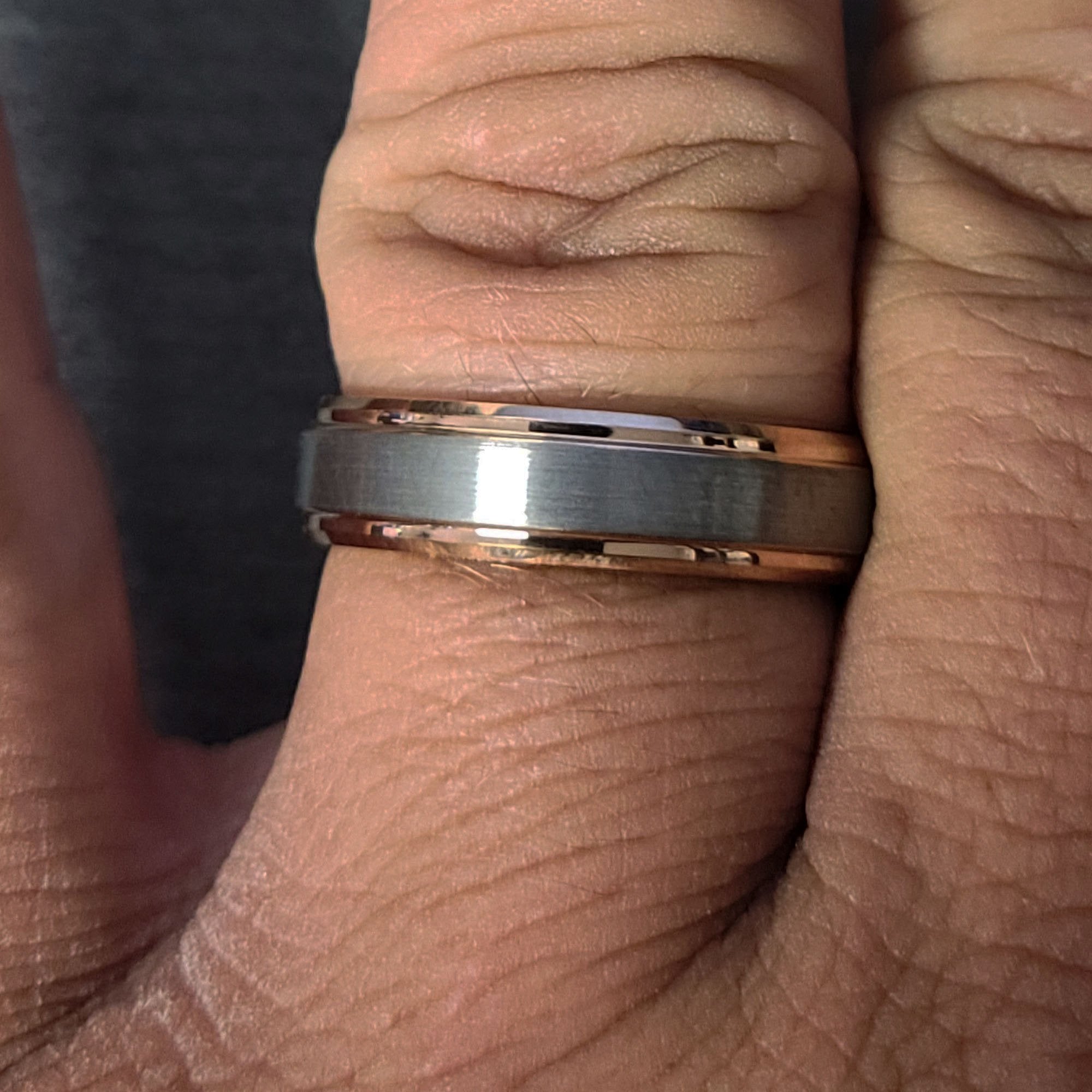 Personalized Men's Tungsten Promise Ring Band - Brushed 14k Rose Gold