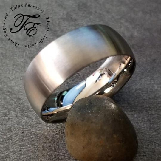 Personalized Women's Promise Ring - Brushed Steel Dome Stainless Steel