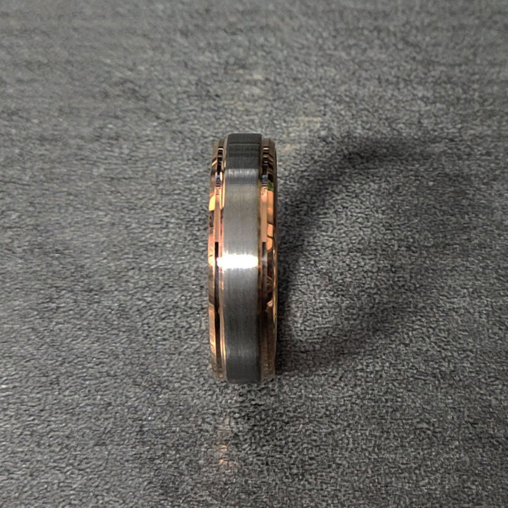 Personalized Women's Tungsten Promise Ring Band - Brushed 14k Rose Gold