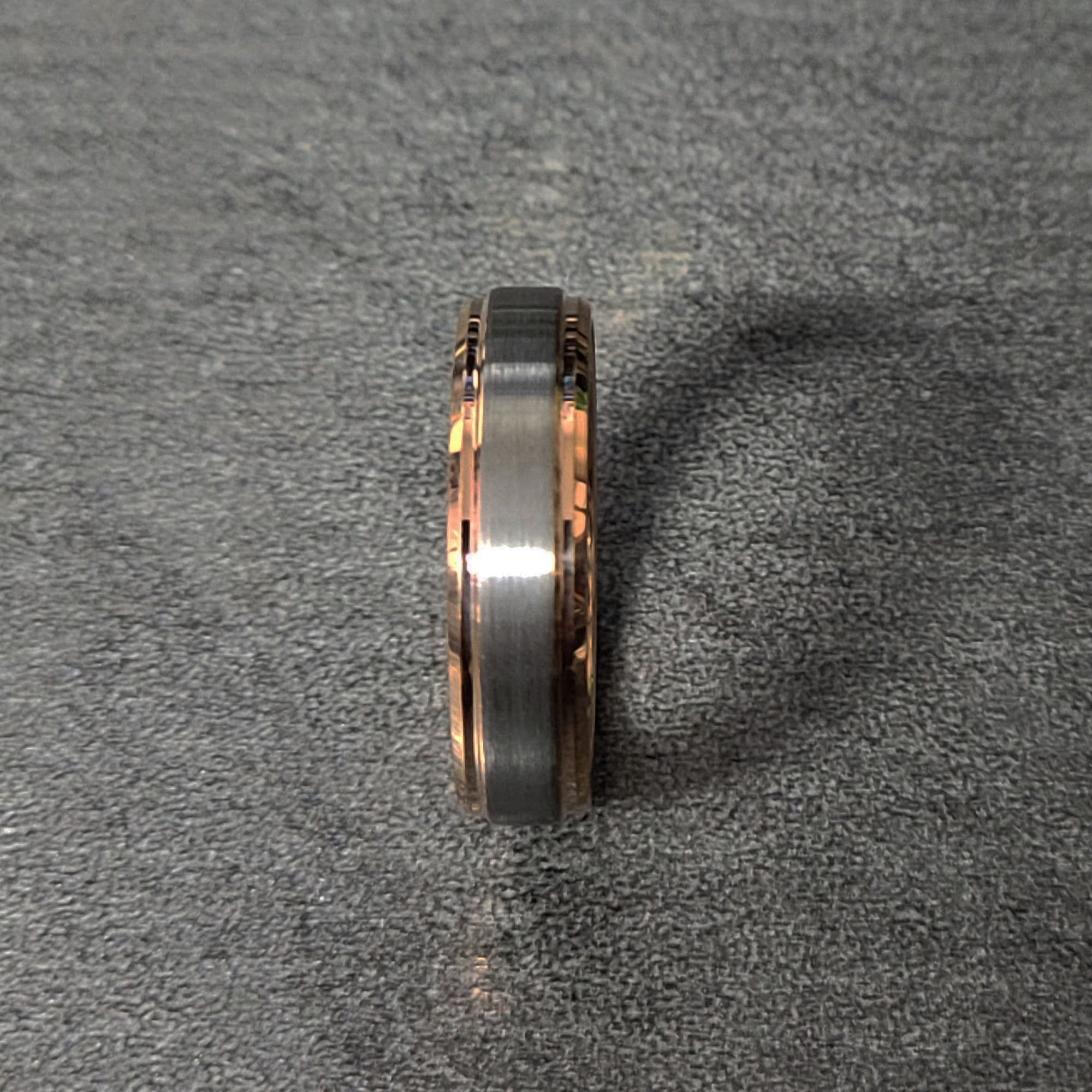 Personalized Women's Tungsten Promise Ring Band - Brushed 14k Rose Gold